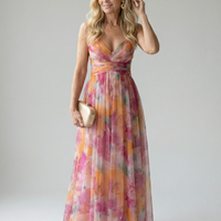 Vestido Maxi Cruzado Degradê Tirantes Finos