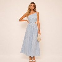 Vestido Um Ombro Riscas