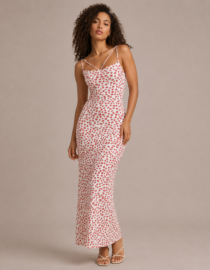 Vestido Floral Alças Cruzadas