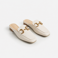 Mules Loafer Pele Genuína Fivela