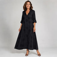 Vestido Longo Linho Decote Pico